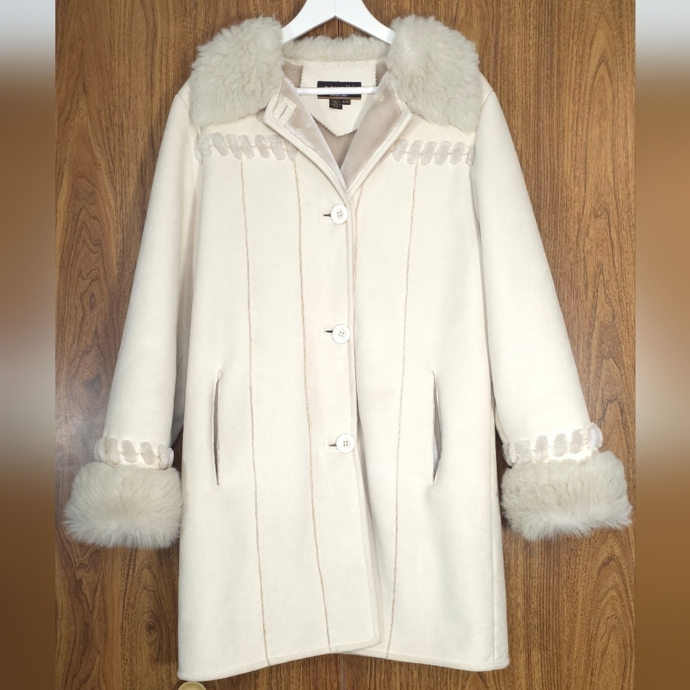 Vtg Cream Penny Lane 70s Faux Fur And Suede Size M Bohochic Penny Lane - Picture 2 of 10